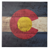 古い木製の穀物のコロラド州の州の旗 タイル (正面)