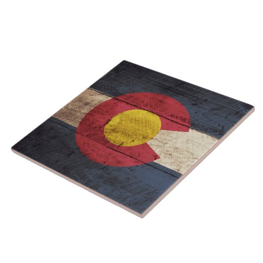 古い木製の穀物のコロラド州の州の旗 タイル (側面)