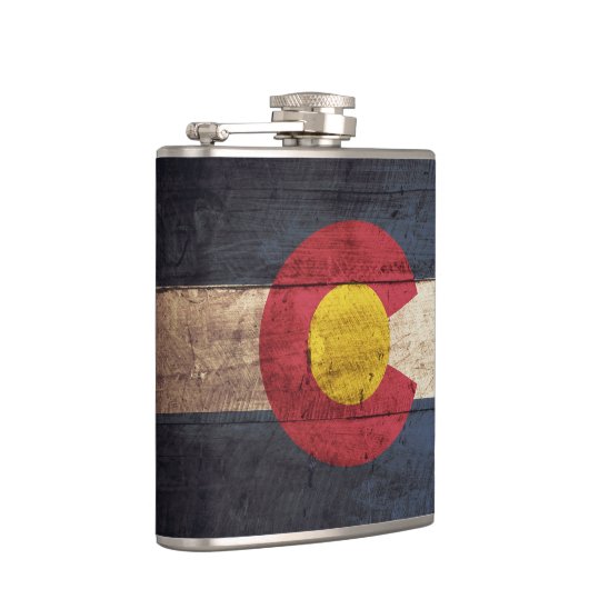 古い木製の穀物のコロラド州の州の旗 フラスク (右)