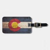 古い木製の穀物のコロラド州の州の旗 ラゲッジタグ (正面横)