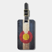 古い木製の穀物のコロラド州の州の旗 ラゲッジタグ (正面縦)