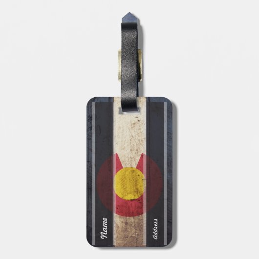 古い木製の穀物のコロラド州の州の旗 ラゲッジタグ (裏面縦)