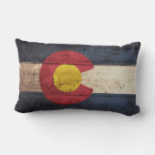 古い木製の穀物のコロラド州の州の旗 ランバークッション (裏面)