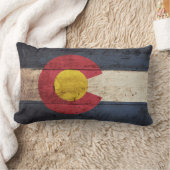 古い木製の穀物のコロラド州の州の旗 ランバークッション (ブランケット)