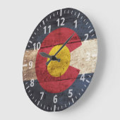 古い木製の穀物のコロラド州の州の旗 ラージ壁時計 (傾斜)