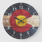 古い木製の穀物のコロラド州の州の旗 ラージ壁時計 (正面)