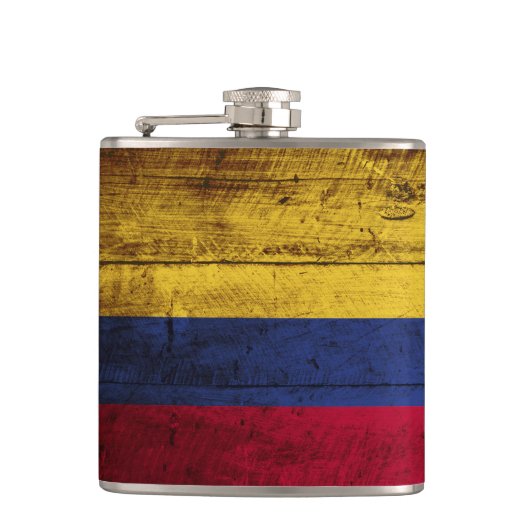 古い木製の穀物のコロンビアの旗 フラスク (正面)