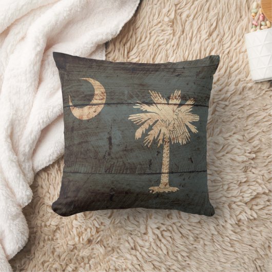 古い木製の穀物のサウスカロライナの州の旗 クッション (ブランケット)