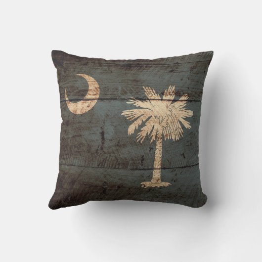 古い木製の穀物のサウスカロライナの州の旗 クッション (裏面)