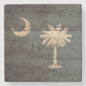 古い木製の穀物のサウスカロライナの州の旗 ストーンコースター (正面)