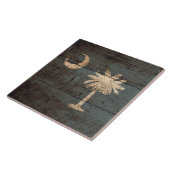 古い木製の穀物のサウスカロライナの州の旗 タイル (側面)