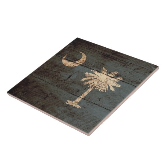 古い木製の穀物のサウスカロライナの州の旗 タイル (側面)