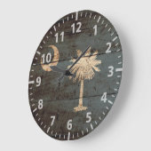 古い木製の穀物のサウスカロライナの州の旗 ラージ壁時計 (傾斜)
