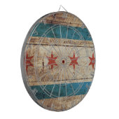 古い木製の穀物のシカゴの旗 ダーツボード (正面左)