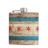 古い木製の穀物のシカゴの旗 フラスク (正面)