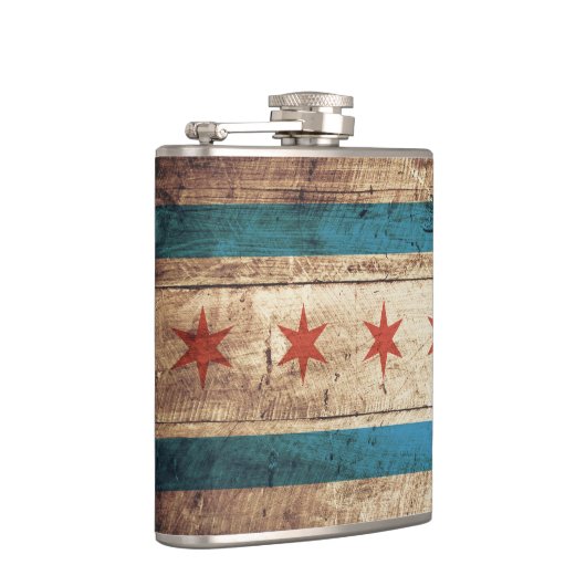 古い木製の穀物のシカゴの旗 フラスク (右)