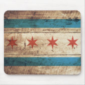 古い木製の穀物のシカゴの旗 マウスパッド (正面)