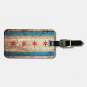 古い木製の穀物のシカゴの旗 ラゲッジタグ (正面横)