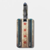 古い木製の穀物のシカゴの旗 ラゲッジタグ (裏面縦)