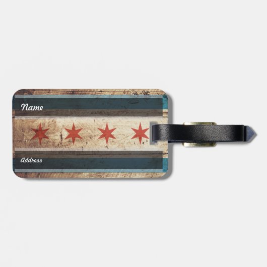 古い木製の穀物のシカゴの旗 ラゲッジタグ (裏面横)