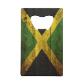 古い木製の穀物のジャマイカの旗 クレジットカード栓抜き (正面)