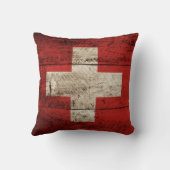 古い木製の穀物のスイス連邦共和国の旗 クッション (裏面)