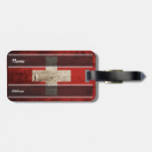 古い木製の穀物のスイス連邦共和国の旗 ラゲッジタグ (裏面横)