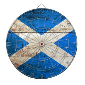 古い木製の穀物のスコットランドの旗 ダーツボード (正面)