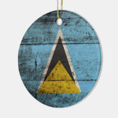 古い木製の穀物のセントルシアの旗 セラミックオーナメント (左)