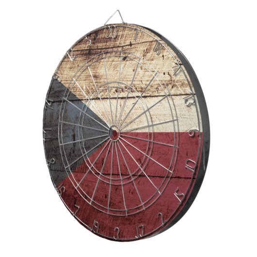 古い木製の穀物のチェコスロバキア共和国の旗 ダーツボード (正面右)