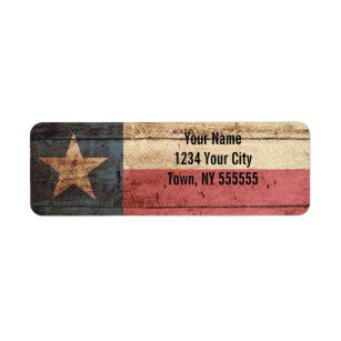 古い木製の穀物のテキサス州の州の旗 ラベル