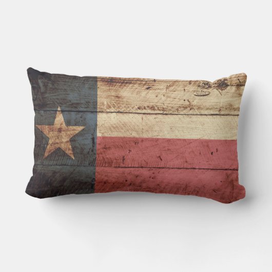 古い木製の穀物のテキサス州の州の旗 ランバークッション (裏面)