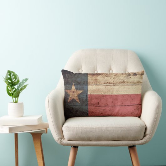 古い木製の穀物のテキサス州の州の旗 ランバークッション (椅子)
