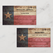 古い木製の穀物のテキサス州の州の旗 名刺 (正面/裏面)