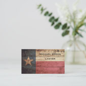 古い木製の穀物のテキサス州の州の旗 名刺 (スタンド正面)