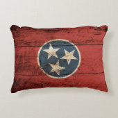 古い木製の穀物のテネシー州の州の旗 アクセントクッション (正面)
