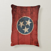 古い木製の穀物のテネシー州の州の旗 アクセントクッション (裏面(縦))