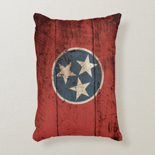 古い木製の穀物のテネシー州の州の旗 アクセントクッション (正面(垂直))