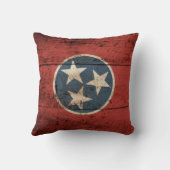 古い木製の穀物のテネシー州の州の旗 クッション (裏面)