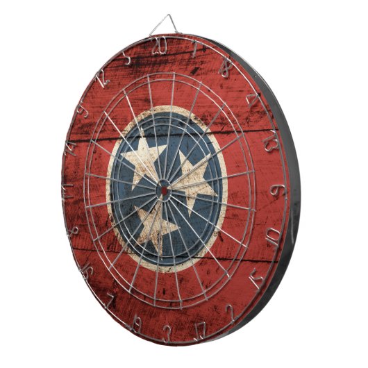 古い木製の穀物のテネシー州の州の旗 ダーツボード (正面右)