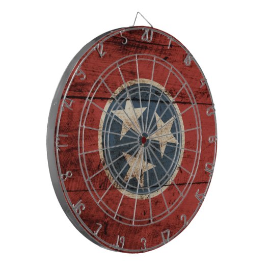 古い木製の穀物のテネシー州の州の旗 ダーツボード (正面左)