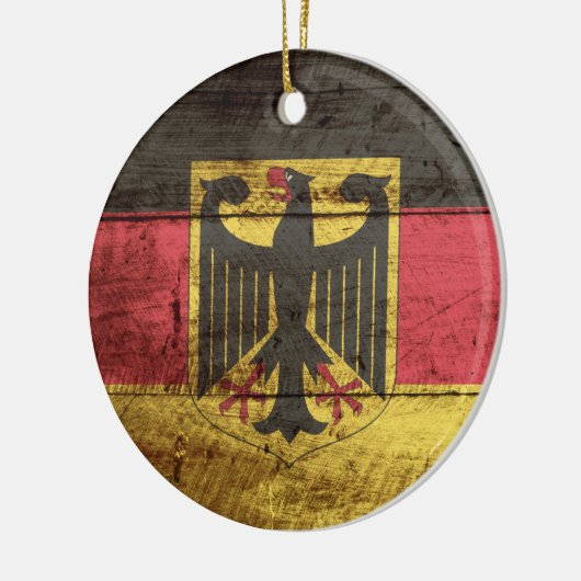 古い木製の穀物のドイツ旗 セラミックオーナメント (左)