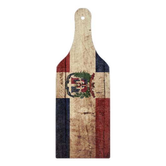 古い木製の穀物のドミニカ共和国の旗 カッティングボード (正面)