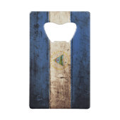 古い木製の穀物のニカラグアの旗 クレジットカード栓抜き (裏面)