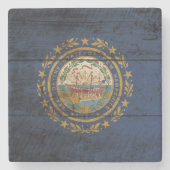 古い木製の穀物のニューハンプシャーの州の旗 ストーンコースター (正面)