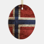 古い木製の穀物のノルウェーの旗 セラミックオーナメント (右)