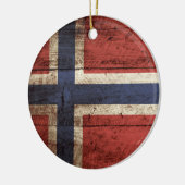 古い木製の穀物のノルウェーの旗 セラミックオーナメント (左)