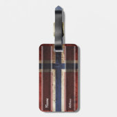 古い木製の穀物のノルウェーの旗 ラゲッジタグ (裏面縦)