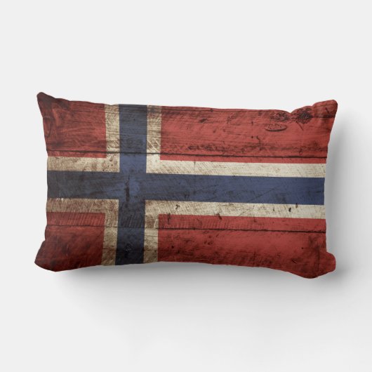 古い木製の穀物のノルウェーの旗 ランバークッション (裏面)