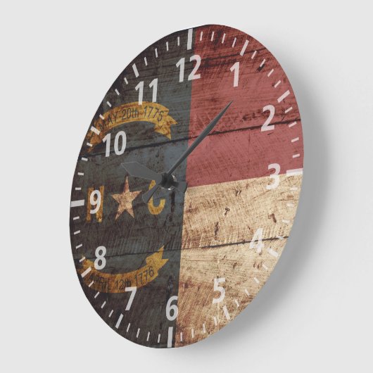 古い木製の穀物のノースカロライナの州の旗 ラージ壁時計 (傾斜)